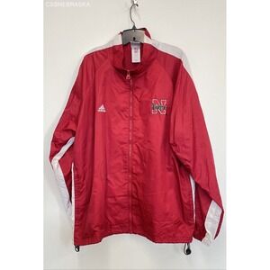 Adidas Red Nebraska Husker Full Zip Windbreaker - Size XL